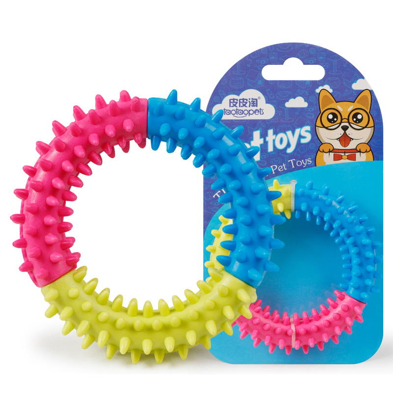 Durable TPR Dog Toys Suppliers Tricolor Round Shape Bite Resistant Chew Pet Toy For Dogs And Cats